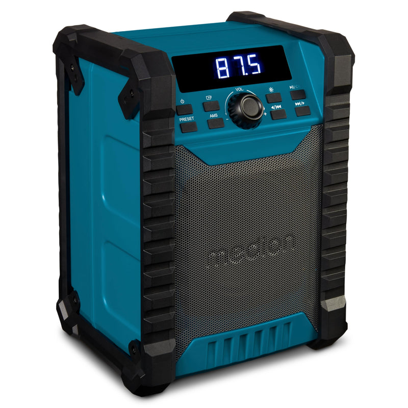 MEDION E65895 Baustellenradio mit Akku (Robustes Gehäuse, Tragegriff, Bluetooth, Spritzwassergeschützt (IP54), UKW Radio, AUX) grün