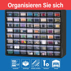 Akro-Mils 10164 Schubladenschrank mit 64 Schubladen, Kunststoff, für Garage, Perlen- und Make-up-Organizer, Lego-Aufbewahrung, Lehrer-Werkzeugkasten und mehr, 50,8 x 15,2 x 40,6 cm (B x T x H) Schwarz