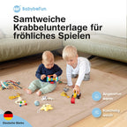 BabybeFun Krabbelmatte Baby - kuschelig weich - 3cm Dicke Spielmatte - schützt vor Stößen - Teppich Kinderzimmer 150x150cm - rutschfeste Schaumstoffmatte - Spielteppich Kinder - Krabbeldecke warm