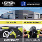 ARTAGO 870 Hochwertige Lenkradkralle 2in1 Ohne/Mit Alarm 120dB+LED, Sicherer und Abschreckender Lenkradsperre um die Lenkradspeiche, Fortschrittlichste Lenkradschloss zur Auto-Diebstahlsicherung