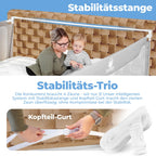Zwergenbuddy® Rausfallschutz Boxspringbett & Elternbett (180x200cm) [8-teiliges Rausfallschutz Bett Set] Stabilitätsstange & Zwischenraumschutz – Bettgitter ist Laborgeprüft