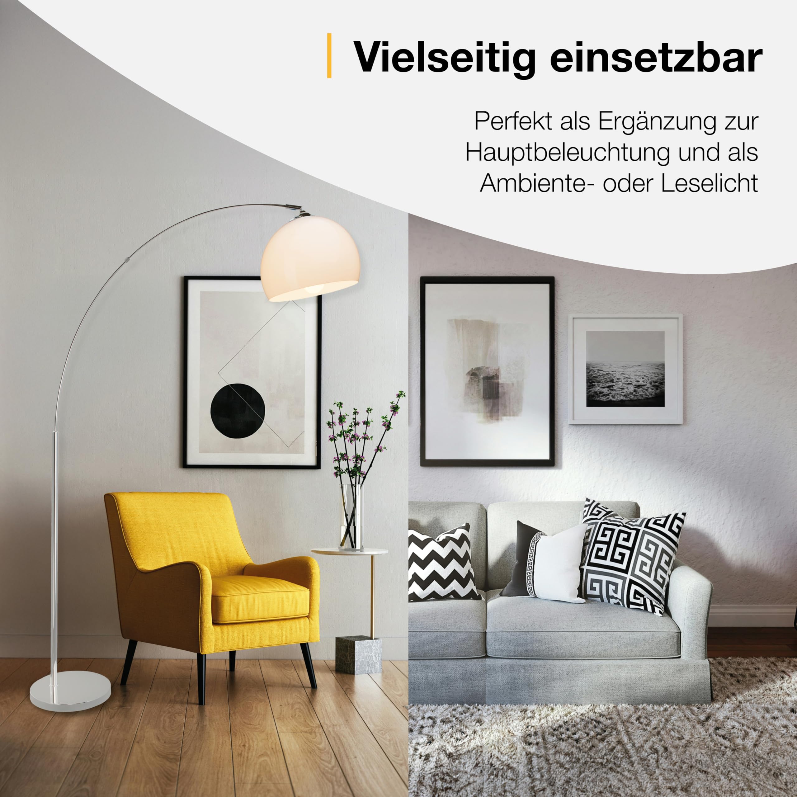 Brilliant Lampe Vessa Bogenstandleuchte 1, 7m chrom/weiß