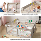 Cafolatt Baby Laufgitter mit Matte 150x150 cm, Laufstall Baby mit Matratze, Sicher und Geräumig für die Wohnung, Rutschfeste Basis, Atmungsaktives Netzdesign (150X150X64 cm)