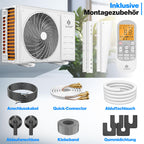 KESSER® Split Klimaanlage Set Quick Connect 12000 BTU 3,4 kW – WiFi & App Klimagerät mit Heizfunktion & Kühlmodus Wandklimaanlage, mit Kupferleitung Kältemittel R32 Inkl. Montagematerial