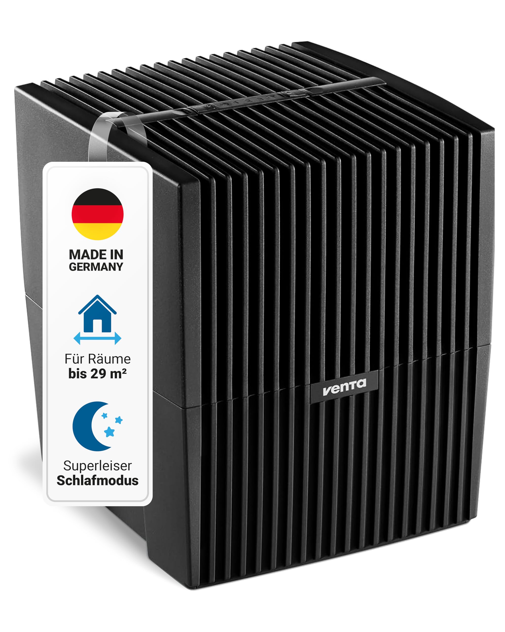 Venta Luftbefeuchter LW15 Classic Original, sehr leise 20 dB(A), energieeffizient 2 Watt, hygienische Kaltverdunstung ohne Filter, 5 l-Tank, bis 29 m², mit Duftfunktion