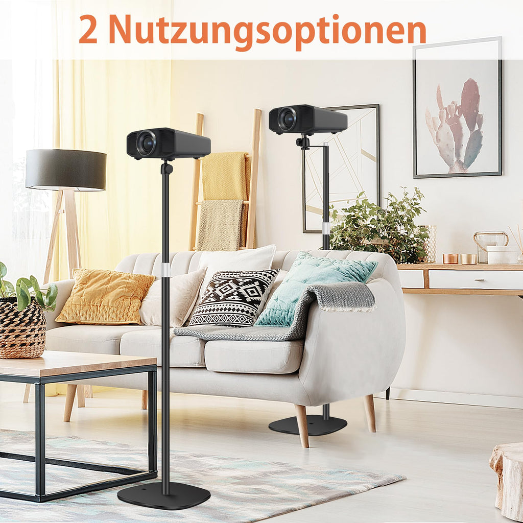 POLESTO Beamer ständer Projektor Halterung, Beamer Halterung Höhenverstellbar von 90-126cm mit 360°Winkelrotation, Platzsparend, Tragkraft bis zu 5kg, Kompatibel mit Beamern, Kameras, Handyhalterungen