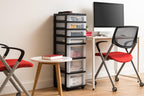 Iris USA Organizer mit Schublade aus Kunststoff, Rollwagen mit Rollen, 7 Schubladen, für Klassenzimmer, Kunsthandwerk, Kommode, Schrank, Badezimmer, Waschküche, Schwarz/Transparent