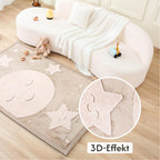 Wolkenweiche Spielmatte Baby 200x150x2,5cm, mond&Sterne – Teppich für Kinderzimmer mit hochwertigem Memory-Schaum – Krabbelmatte Baby mit Rutschfester Unterseite, Tatami Matte