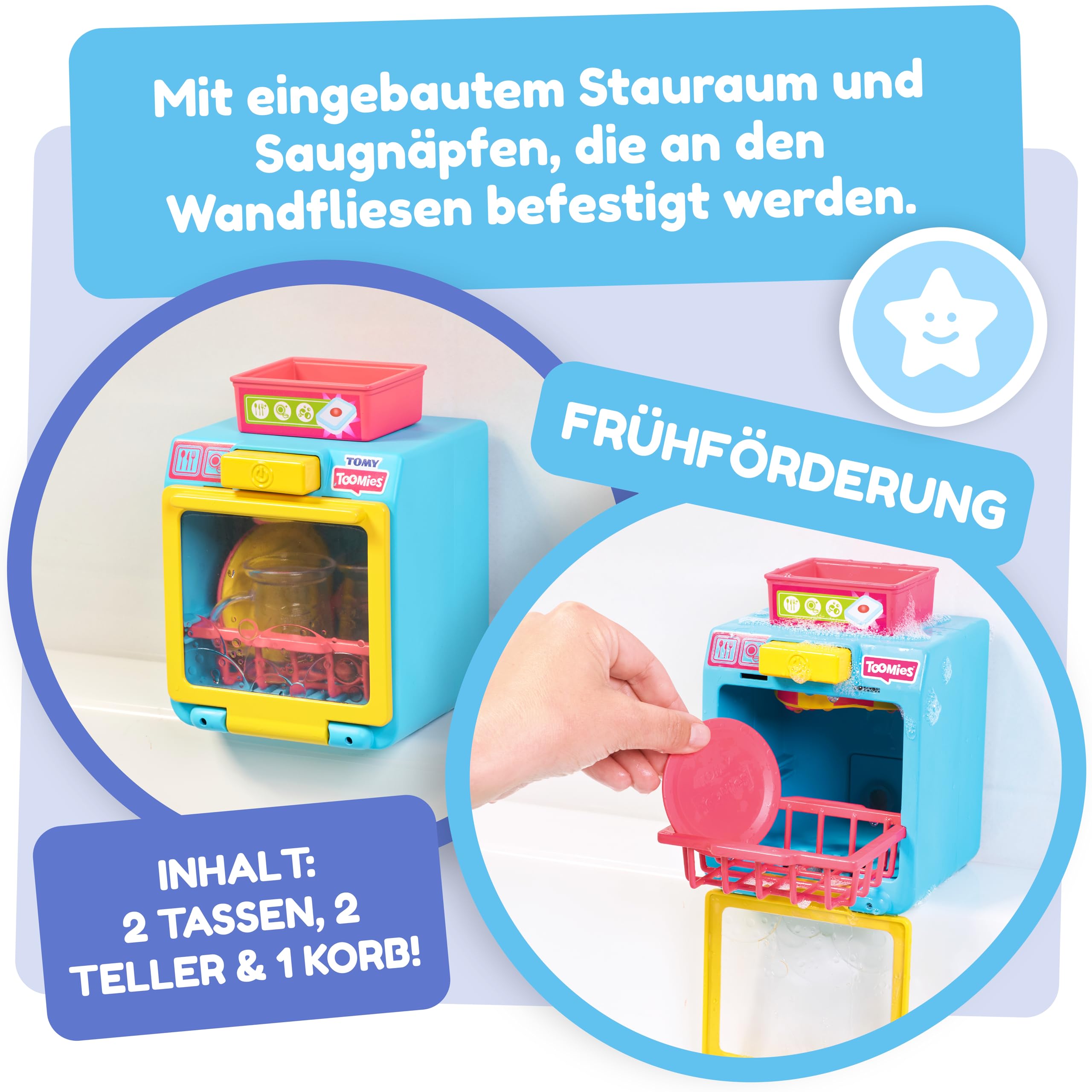 Tomy Toomies Rigol’EAU Geschirrspüler – Interaktives Baby-Badespielzeug mit Zubehör – Lernspielzeug zur Förderung von Motorik & Fantasie – Ab 18 Monaten