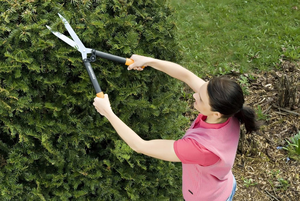 Fiskars Getriebe-Heckenschere HS52, Antihaftbeschichtet, Hochwertige Stahlklingen/Glasfaserverstärkter Kunststoff, Länge: 58,5 cm, Schwarz/Orange, Powerlever, 1001564