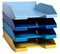 Exacompta 113202SETD 4er Pack Briefablage BeeBlue aus Recycling-Kunststoff DIN A4. Ideale Briefkörbe für Ihre Organisation. Stapelbare Ablagekörbe farbig sortiert Blauer Engel Combo Midi