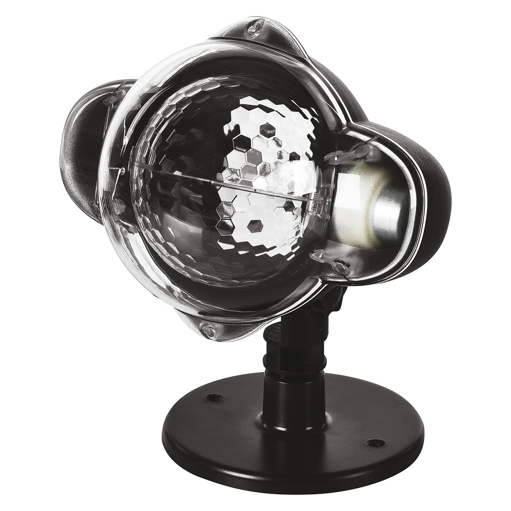 EMOS Schneefall LED Projektor,weiß,fliegender Schnee,effektvolle Wandbeleuchtung,Fassaden-,Wand- und Mauer-Projektion,IP44,Weihnachtsbeleuchtung für Außen & Innen,3m Kabel, Schwarz, DCPC03