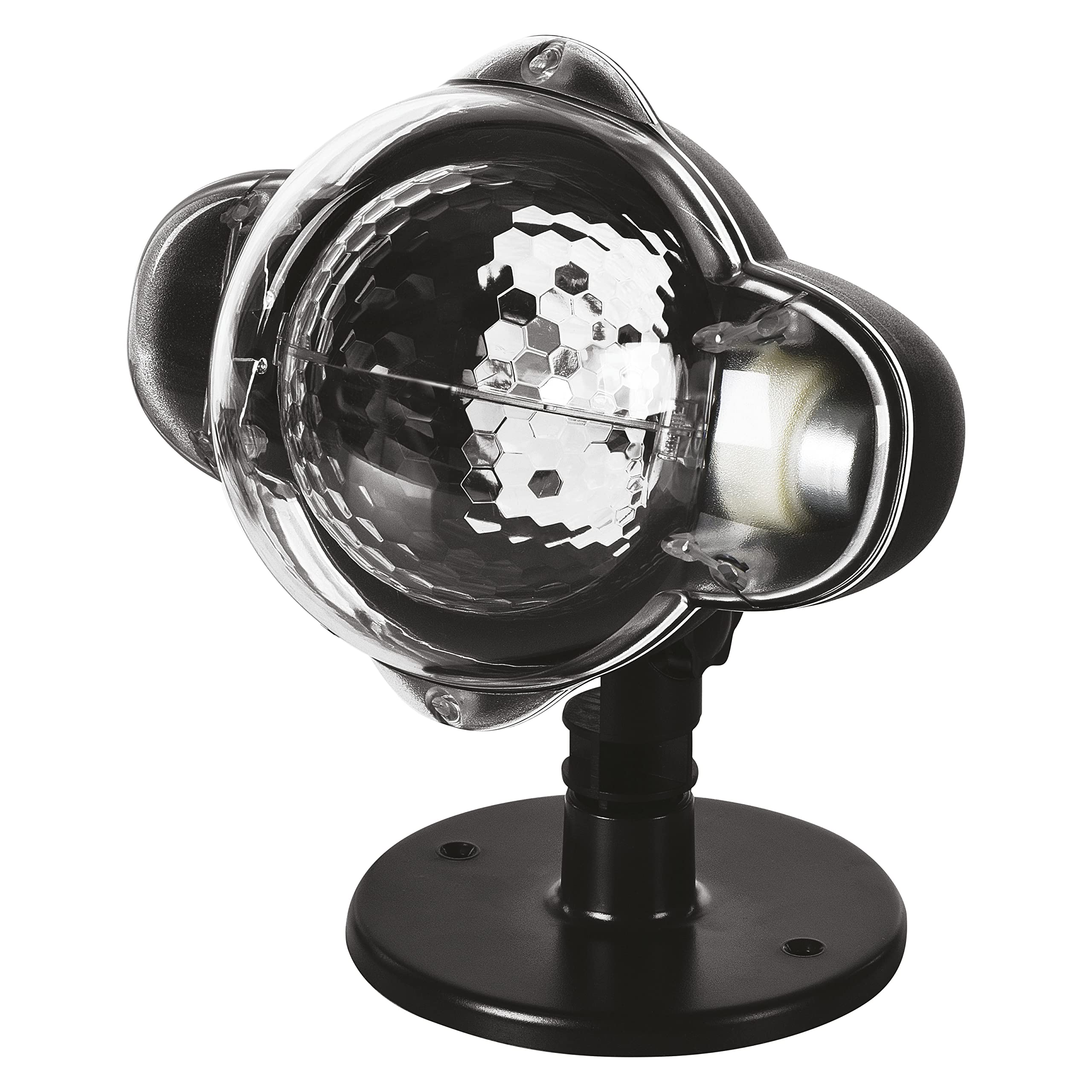 EMOS Schneefall LED Projektor,weiß,fliegender Schnee,effektvolle Wandbeleuchtung,Fassaden-,Wand- und Mauer-Projektion,IP44,Weihnachtsbeleuchtung für Außen & Innen,3m Kabel, Schwarz, DCPC03