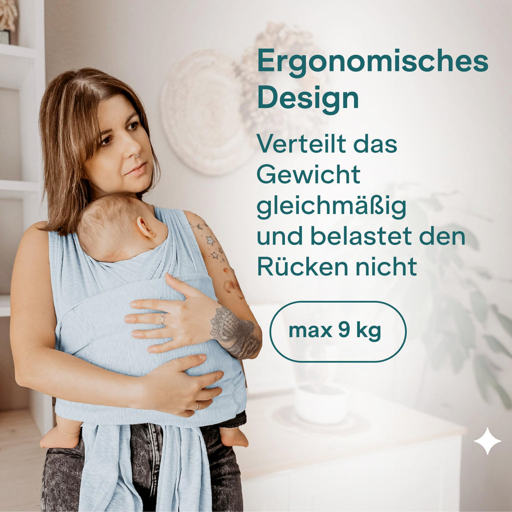 Koala Babycare Tragetuch Baby Neugeborene - Einfach Anzuziehen für Mütter und Väter - Babytrage Multi-Use Bis 9kg - Babytragetuch Blau