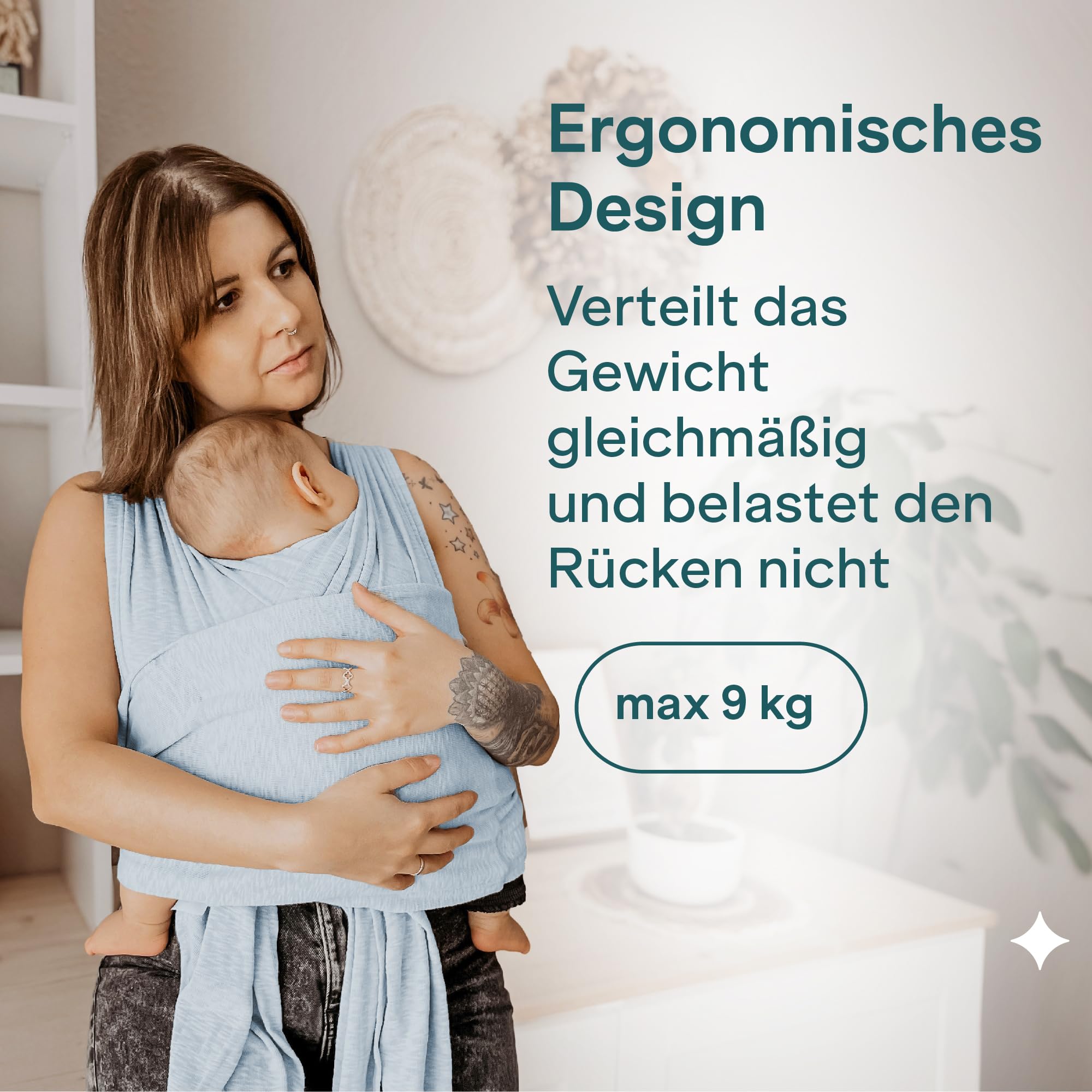 Koala Babycare Tragetuch Baby Neugeborene - Einfach Anzuziehen für Mütter und Väter - Babytrage Multi-Use Bis 9kg - Babytragetuch Blau
