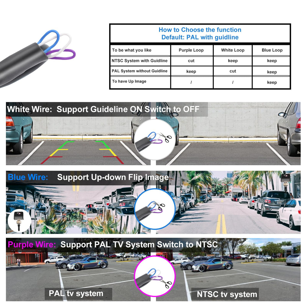 PARKVISION Rückfahrkamera Auto Flexible Einbaulage erlaubt Rückfahrkamera Nachrüsten mit invertiertem Bild vertikally und Parklinie optional