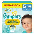 Pampers Premium Protection Größe 5, 152 Windeln, 11kg-16kg, Doppelter Schutz für die Haut und vor Auslaufen