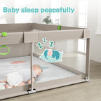 Uanlauo 150x150cm Laufstall mit Spielmatte, XXL Kinder Laufgitter, Innen & Außen Baby-Aktivitätsbereich mit Reißverschlusstür und 4 Ziehringen