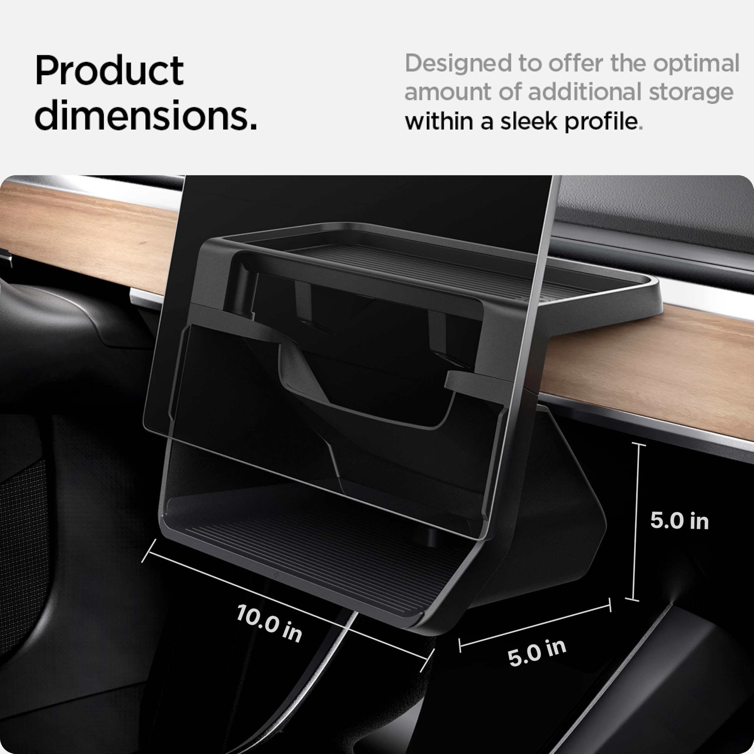 Spigen Tesla Model Y (~2024) und Model 3 (2021-2023) Aufbewahrungsbox unter dem Bildschirm Tablet Organizer Box Tablet Halterung Aufbewahrung entworfen für Tesla Model Y und 3 Zubehör