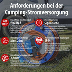 Brennenstuhl Camping-Kabeltrommel / CEE 230V Kabeltrommel 25m (H07RN-F 3G2,5 in orange, CEE-Winkelkupplung inkl. Schutzkontakt-Kombisteckdose, für den ständigen Einsatz außen IP44, Made in Germany)