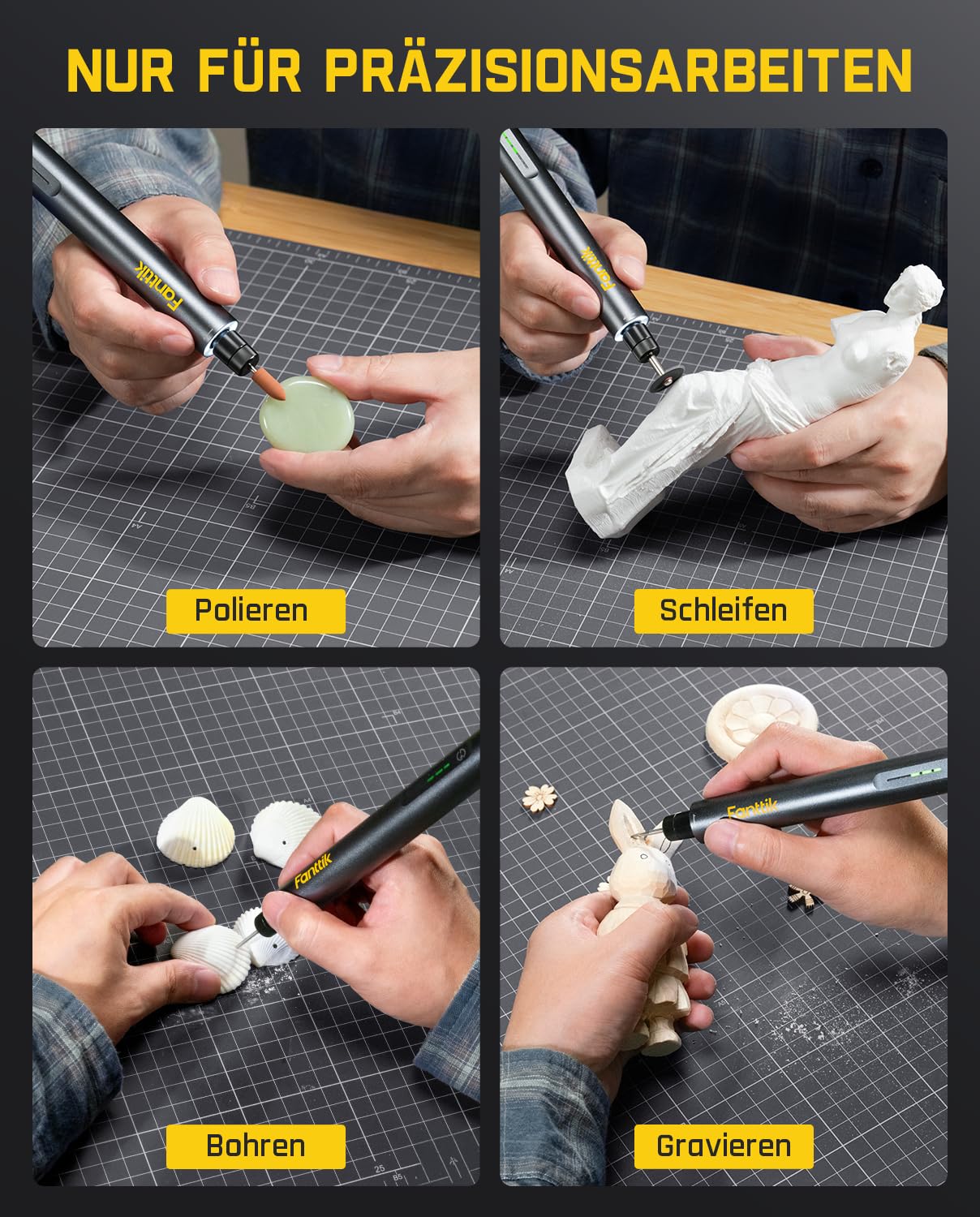 Fanttik F2 Master Mini Akku-Multifunktionswerkzeug, NeoPulse Motor, 5 Geschwindigkeiten, 25000 U/min, Revostor-Hub, 35 Zubehörteile, Elektrowerkzeug zum Polieren, 3D-Druck, Bohren, Gravieren