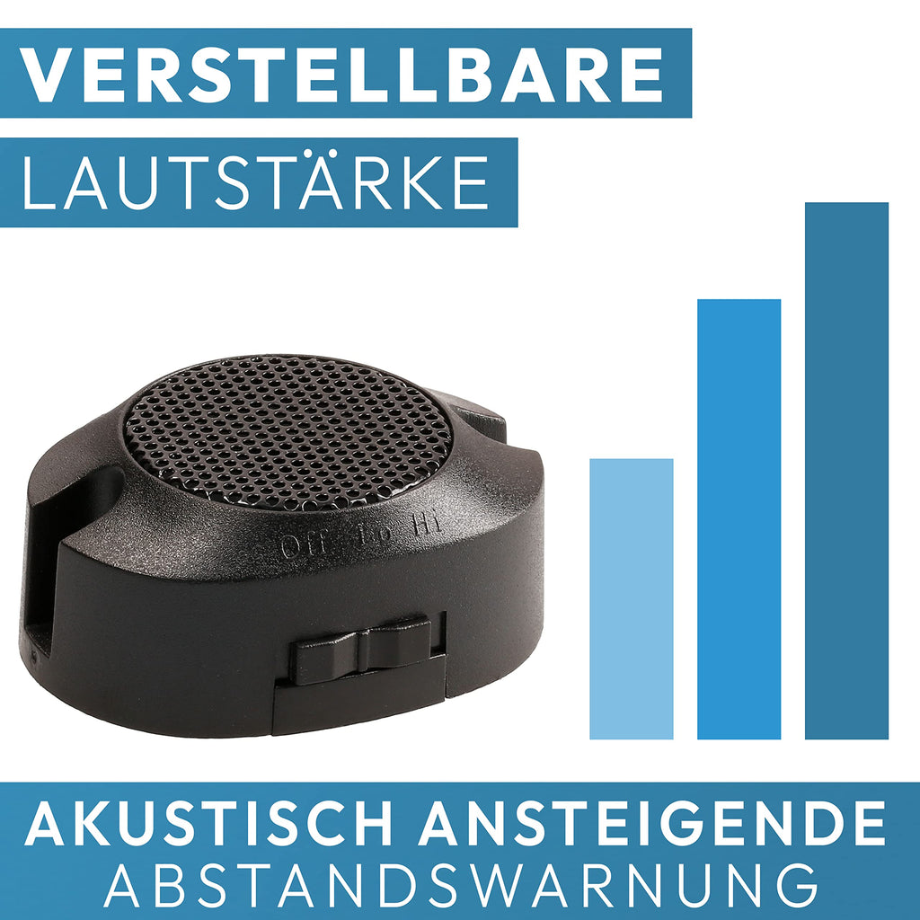 VSG24 Premium Einparkhilfe hinten zum nachrüsten am Auto, PDC Parksensoren hinten mit Stecksystem für einfachste Montage Rückfahrwarner mit Lautsprecher & 4 Sensoren Parkhilfe Nachrüstsatz Schwarz