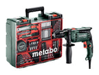 metabo Schlagbohrmaschine SBE 650 Set - 650 W - Drehzahlregelung, Zusatzhandgriff, Bohrtiefenanschlag, Transportkoffer, kompakt & leistungsstark - Bohren in Beton, Holz, Stahl - Inkl. Mobile Werkstatt