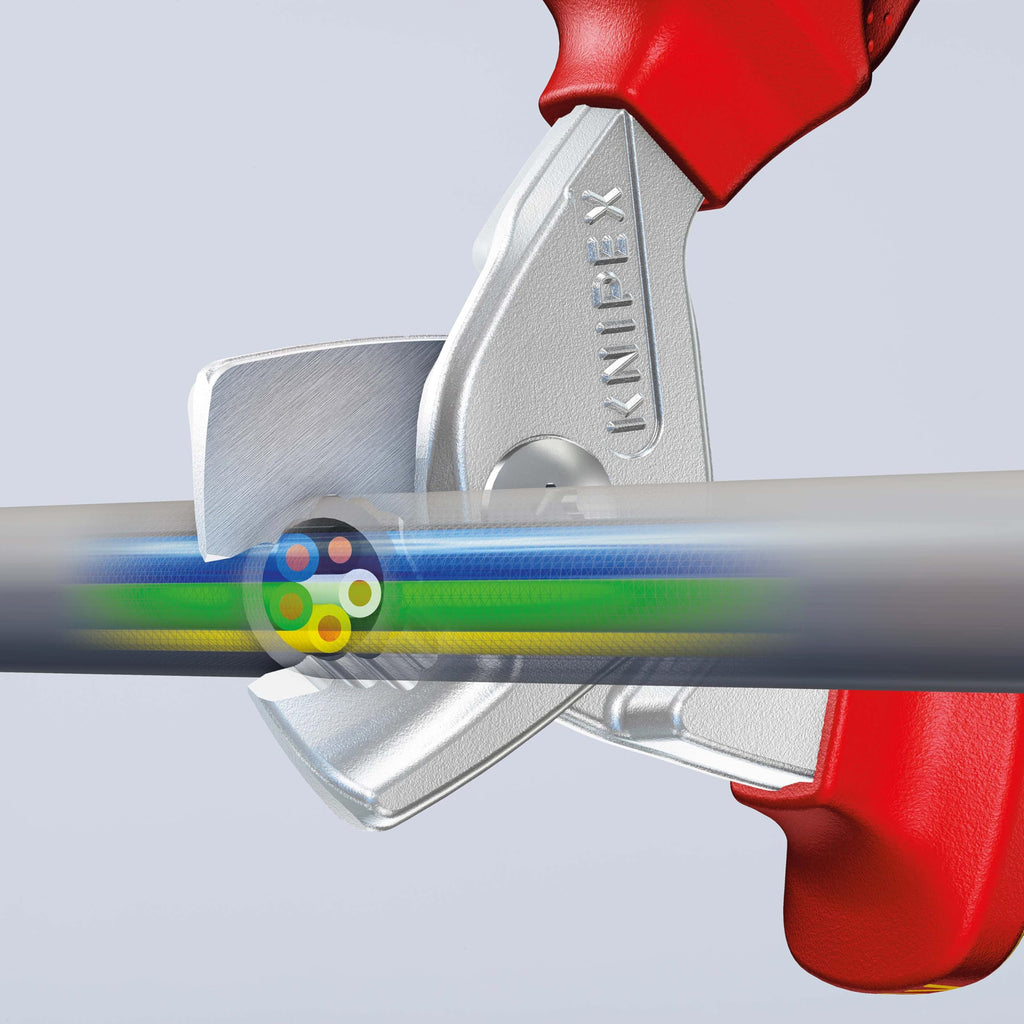 KNIPEX StepCut Kabelschere verchromt isoliert mit Mehrkomponenten-Hüllen, VDE-geprüft 160 mm, 95 16 160