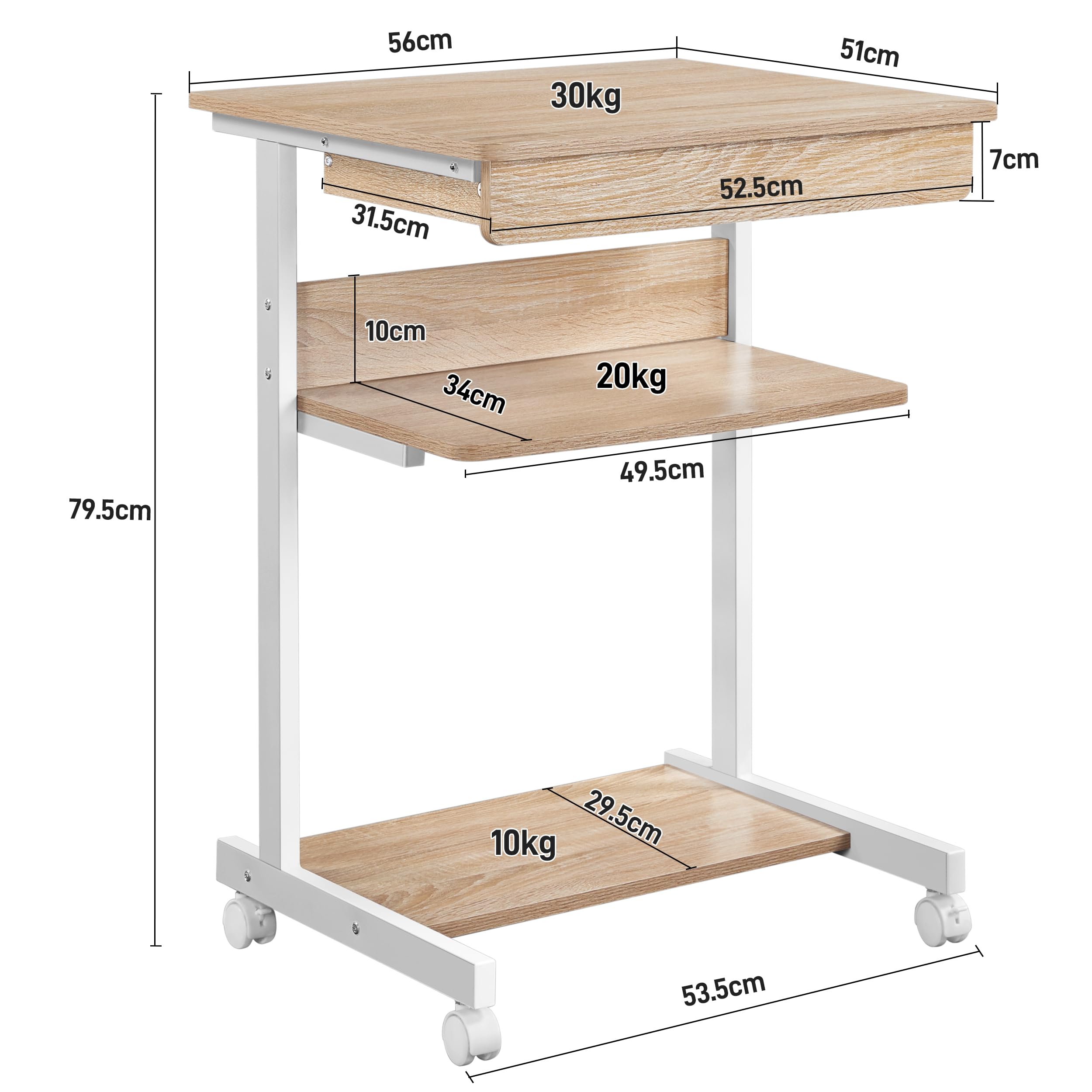 Yaheetech Schreibtisch Computertisch Büromöbel PC Tisch Bürotisch Arbeitstisch aus Holz und Stahl mit Ablage und Schublade 79 x 56 x 51cm