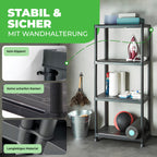 Ondis24 Steckregal 60 x 30 x 131 (H) cm, 4 Böden, Kunststoffregal, Schwerlastregal, bis zu 80 kg, Regal, Lagerregal (1 Stück)