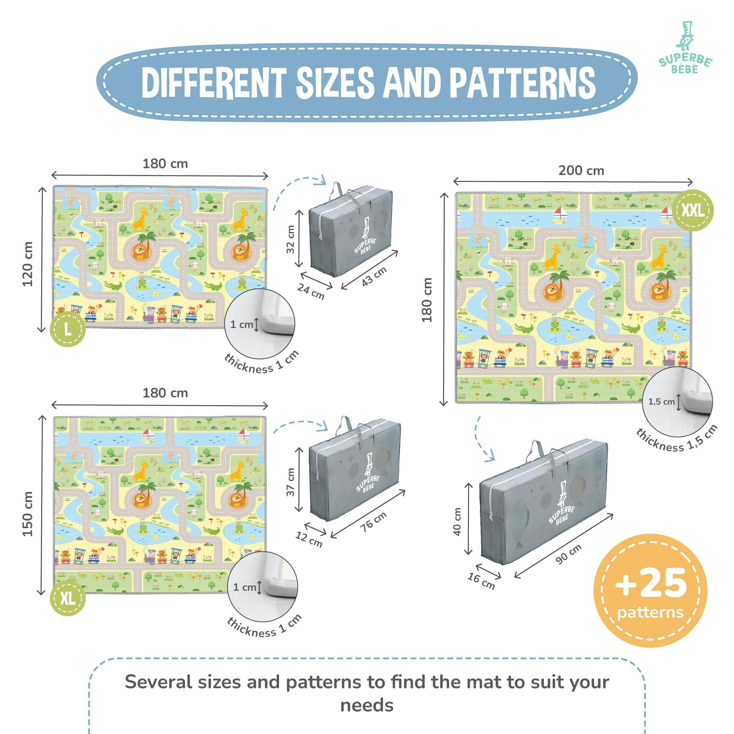 Krabbelmatte Baby Faltbar Spielmatte Kinder Spieldecke 150x180x1cm Krabbeldecke Für Baby - Babymatte Kindermatte - Schaumstoffmatte Kinderteppich- Spielteppich - Bodenmatte Kinder - Babygeschenk