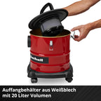Einhell Aschesauger TC-AV 2032 DW (850 W, 175 mbar Saugleistung, 20 L Auffangbehälter, Faltenfilter, Feinstaubvorfilter, Blasfunktion, 1,2 m Schlauch, 2 m Kabel)