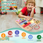 23 in 1 Busy Board Montessori Spielzeug ab 1 jahr Activity Board Holzspielzeug Mit 15 Schaltern, 26 LED Lichtern, Spieluhr, Schloss, Schnürsenkeln, Reißverschluss für 1 2 3 Jahre Jungen und Mädchen
