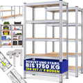 Monzana® 2X Schwerlastregal 180x90x40cm Befestigungsmaterial 1750kg 10 MDF-Platten Kellerregal Lagerregal Steckregal Metallregal Werkstattregal Silber