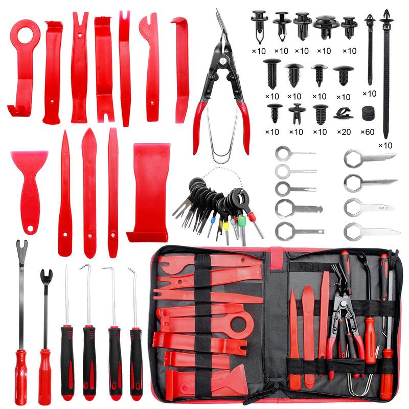 Druuzyl 268 Stück Hebelwerkzeug Auto, Universal Auto Demontage Werkzeuge, Innenverkleidung Werkzeug, Zierleistenkeil-Set, Kunststoffkeile KFZ Set für Entfernung Autotür Türverkleidung und Platten