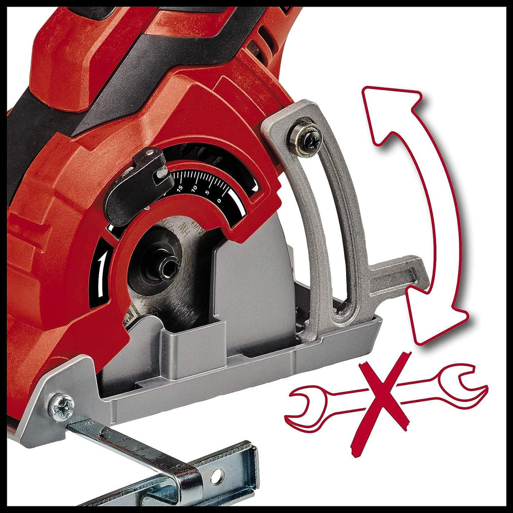 Einhell Mini-Handkreissäge TC-CS 89 (600 W, 7200 min^-1, 27 mm Schnitttiefe, 10 mm Sägeblattaufnahme, Spindelarretierung, TCT Sägeblatt, Parallelanschlag)
