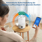 Levoit 19dB leise Top-Fill Luftbefeuchter, Smart Humidifier für Schlafzimmer, Baby, Luftfeuchtigkeit Sensor, Raumbefeuchter mit 360°Drehdüse für Kinderzimmer, Pflanzen, 3 L, Cremeweiß