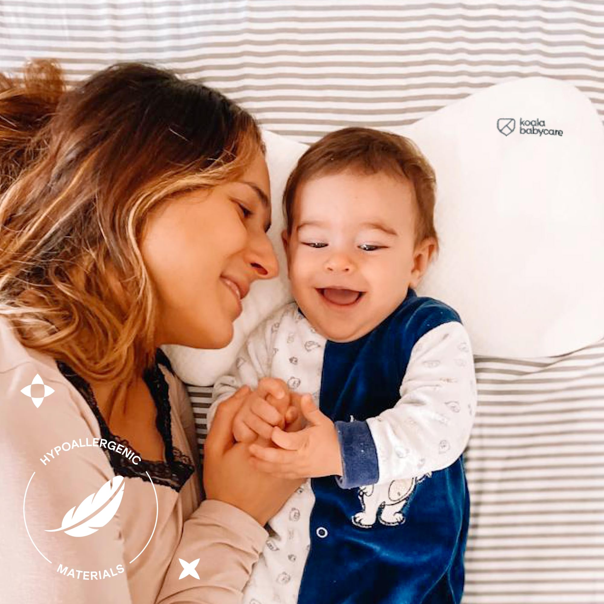 KOALA BABYCARE Babykissen Plagiozephalie bis 36 Monaten, abnehmbar für das Kinderbettchen. Hilft bei der Vorbeugung und Behandlung vom Plattkopfsyndrom, in Memory Foam - Registriertes Design KBC®
