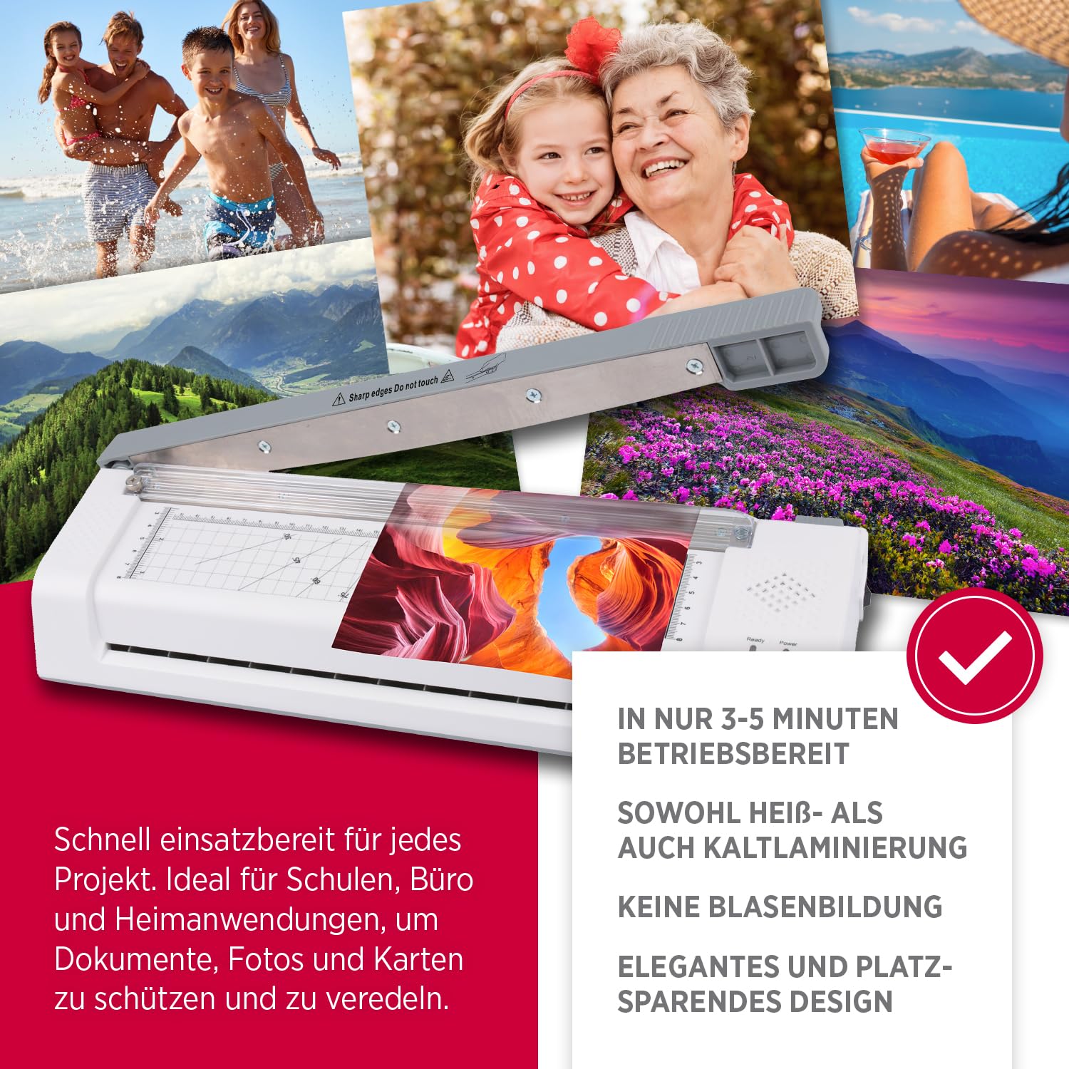 Olympia A 350 Combo 3-in-1 Laminiergerät | Heiß- und Kaltlaminieren | Kombi Laminier- und Schneidegerät | Keine Blasenbildung | Laminiergerät A4 | Laminator | Modernes und kompaktes Design