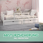 CADANI Kinder Bettgitter 90x40 cm - Baby Bettschutzgitter klappbarer Rausfallschutz aus Massivholz für Elternbett und Kinderbett - weiß