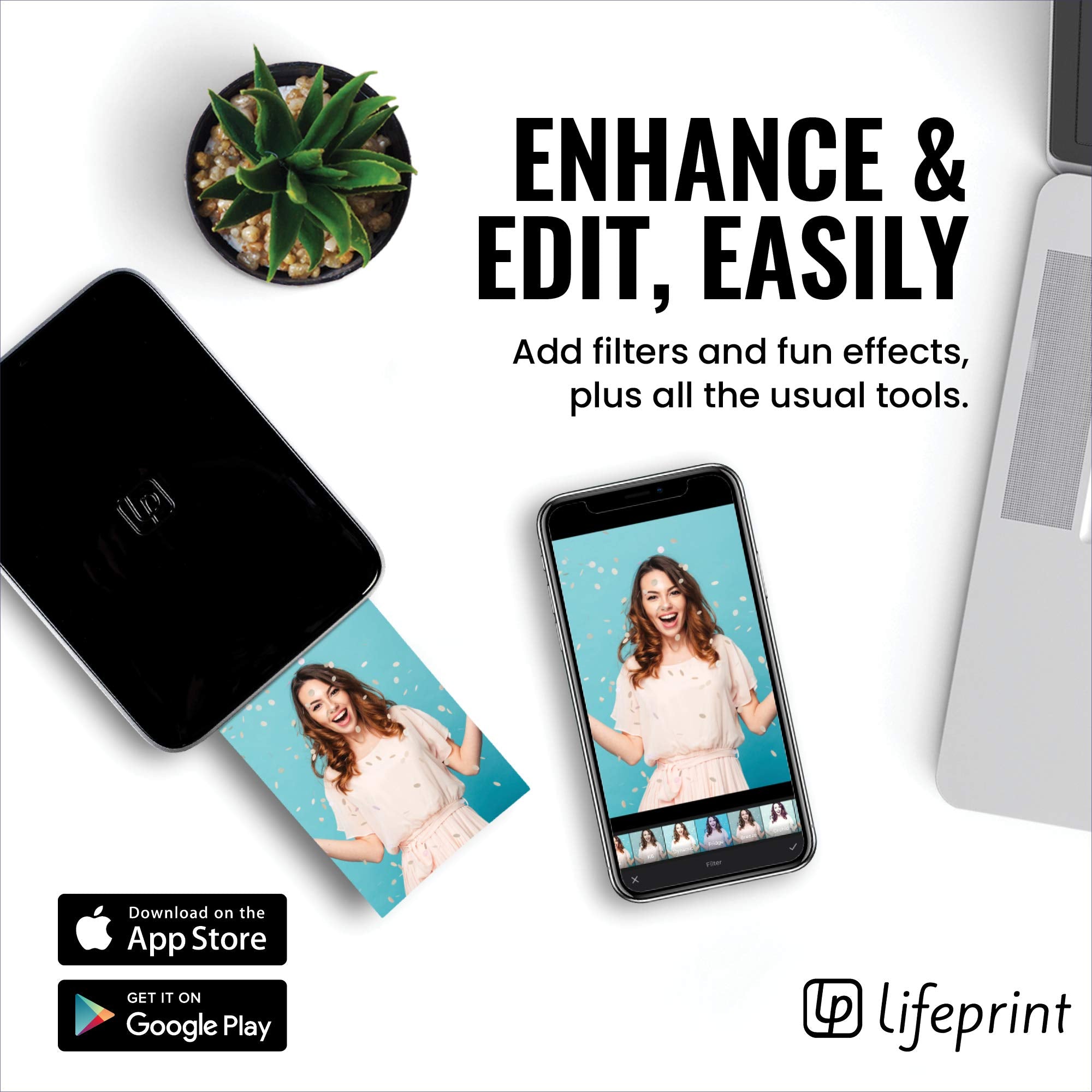 Lifeprint 3x4.5 Tragbarer Foto- und Videodrucker für iOS- und Android-Geräte. Erwecken Sie Ihre Fotos mit Augmented Reality zum Leben - Schwarz