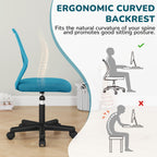 Yaheetech ergonomisch Schreibtischstuhl Bürostuhl ohne Armlehnen Drehstuhl mit Rücklehne Arbeitsstuhl höhenverstellbar 136 kg belastbar 50 x 55 x 79-92 cm Türkis