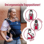 manduca First Babytrage - Verstellbarer und vielseitiger Tragesitz für Babys und Kleinkinder (3,5-20 kg) - Babytrage mit Front-, Hüft- und Rückentragefunktion ,Navy