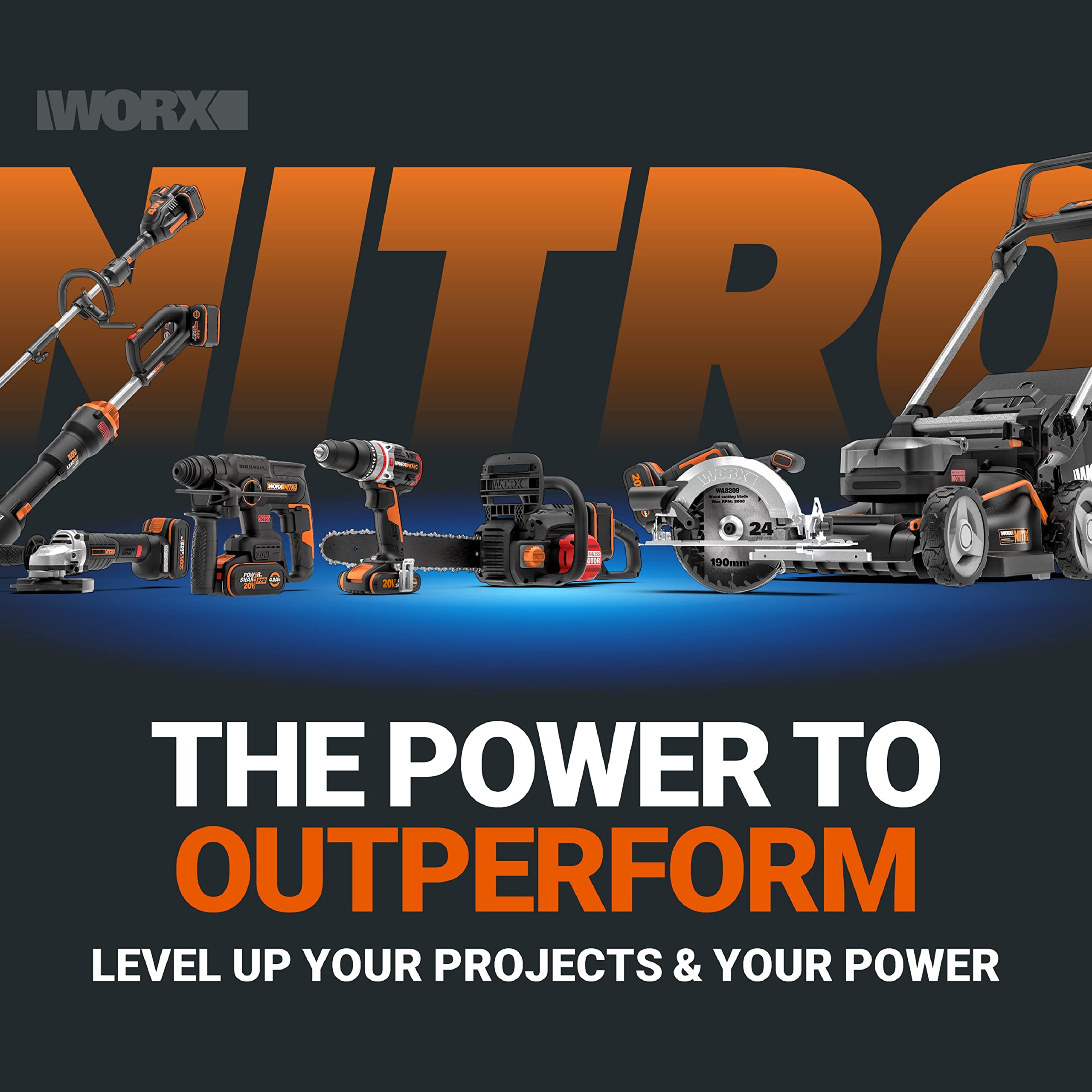 WORX Nitro WX531.9 Akku Kreissäge 20V – Leistungsstarke Bürstenlose Kreissäge für exakte, gerade Schnitte – Schneidet mühelos Holz, Metall, Fliesen & Plastik – ohne Akku & Ladegerät