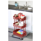 Simple Houseware Hochleistungs-Rollwagen mit 3 Ebenen aus Metall, Rot