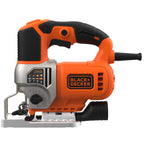 Black+Decker Elektronik-Pendelhub-Stichsäge (650 Watt, 19mm Hublänge, max. 90 mm Schnitttiefe, 3 Pendelhubstufen für vielseitigen Einsatz, variable Hubzahl, inkl. 2 Sägeblätter + Koffer) BES610K