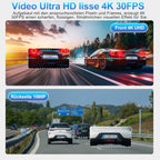 SIGRILL 4K/2K+1080P Dashcam Auto Vorne Hinten,WiFi Dash Cam mit 64GB SD Karte, Dasch-cam Auto Nachtsicht, 170°Weitwinkel WDR, 24/7 Parküberwachung Funktionalität, G-Sensor, Loop-Aufnahme, Max 256GB