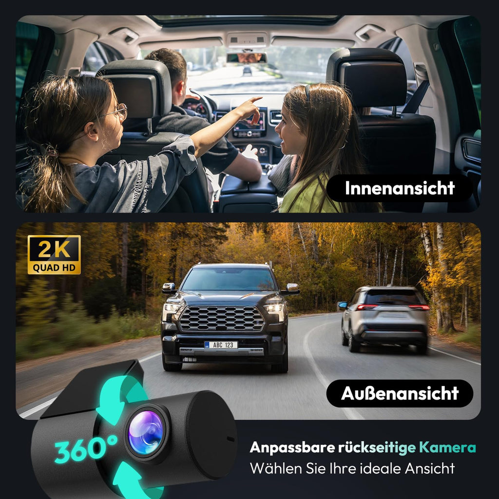 BOTSLAB Dashcam Auto Vorne Hinten, 4K Dashcam Auto GPS mit WiFi, Dual Autokamera mit 64GB SD Karte, ADAS, Nachtsicht, 170°Weitwinkel, WDR, 2,45" IPS, 24/7 Parküberwachung, Loop-Aufnahme