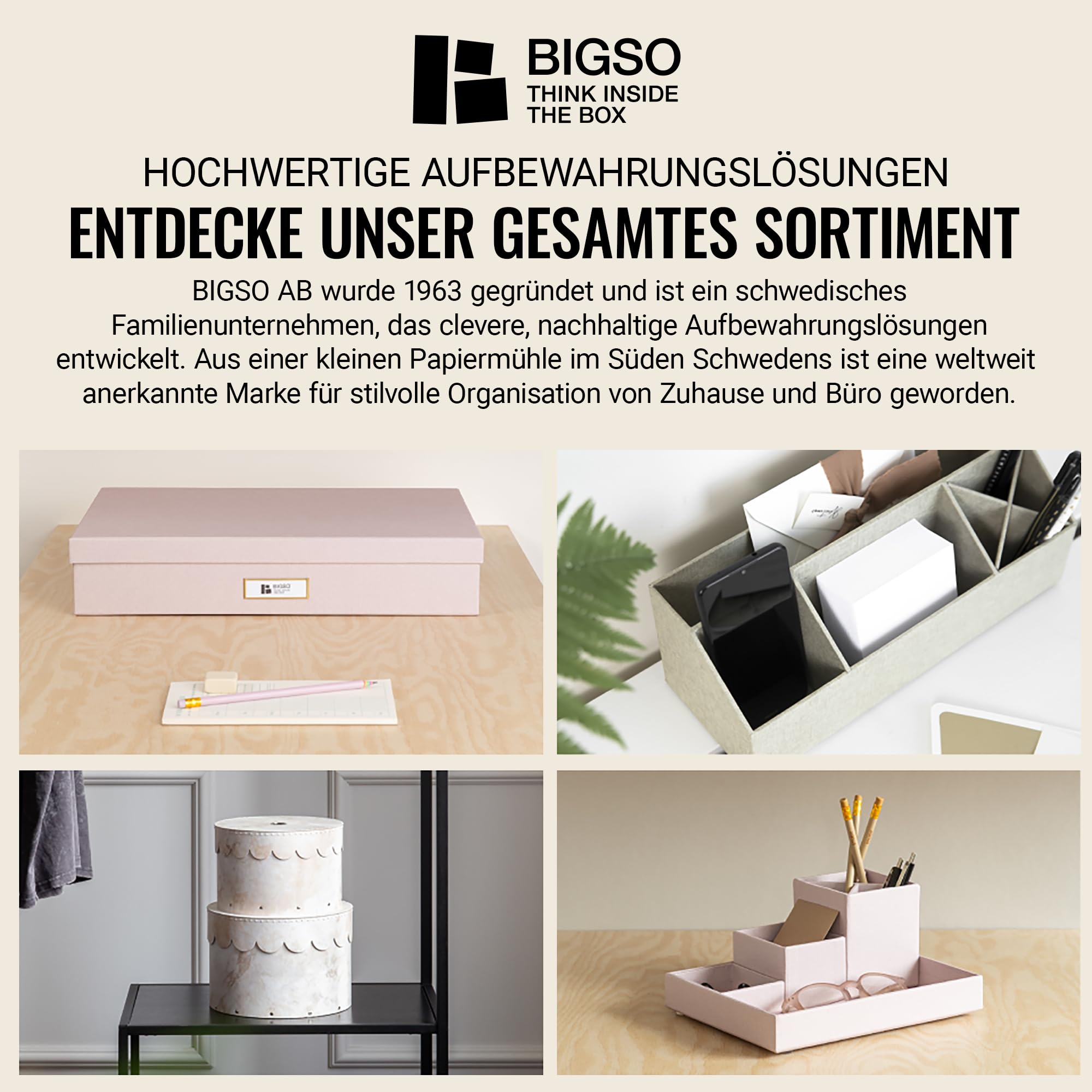 BIGSO BIRGER Schubladenbox – Aufbewahrungsbox mit 2 Schubladen – Schreibtisch Ablage für Dokumente & Bürobedarf – Ablagesystem aus recycelter Faserplatte und Papier – rosa