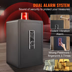VEVOR Safe Tresor 2,2 Kubikfuß, Möbeltresor mit Feuerfester Geldtasche, Passwort & Schlüssel & Fingerabdruck Herausnehmbares Regal, Innenschrank, Wandtresor für Bargeld, Schmuck, Dokumente, Wertsache